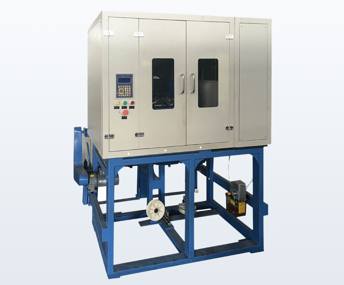 High-speed vertical cable braiding machine with enclosed braiding zone